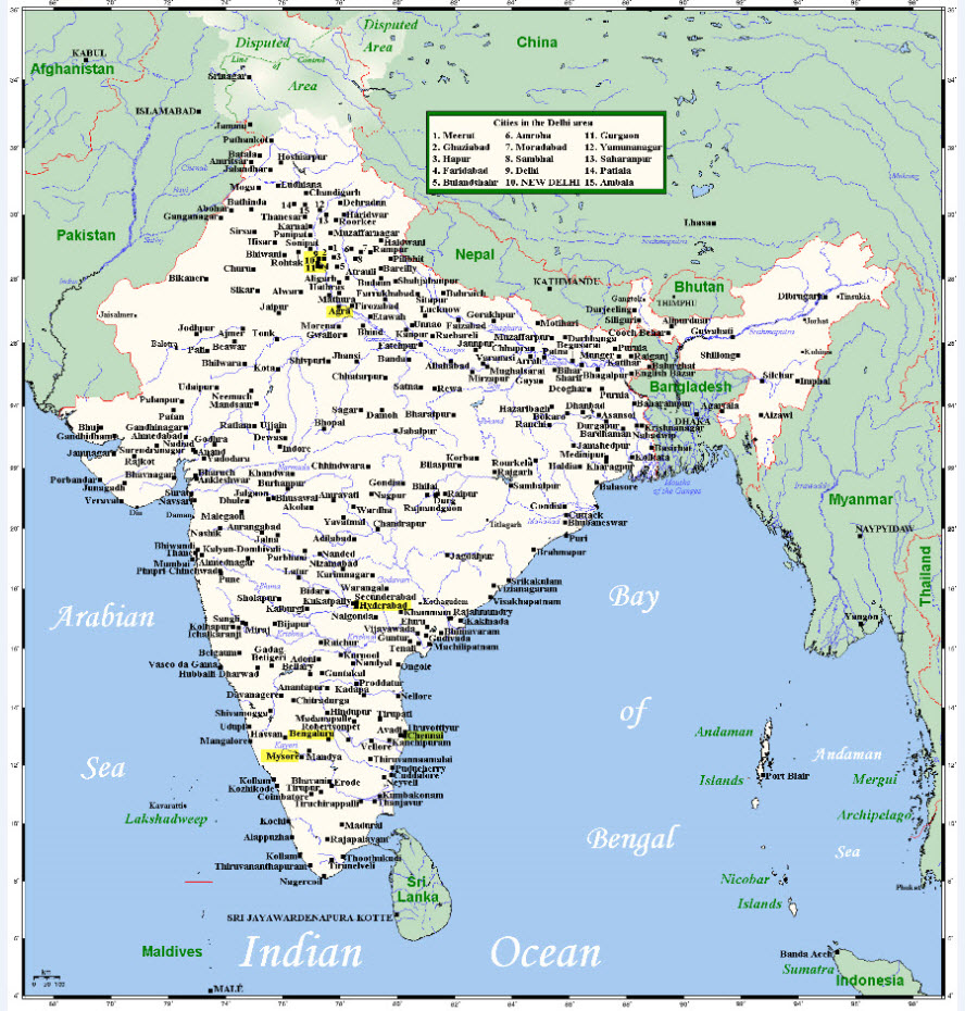 Mapa de India-Creative Commons